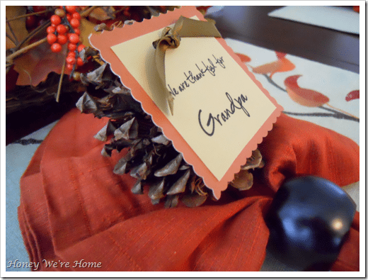 Thanksgiving DIY {Pinecone Place Cards}