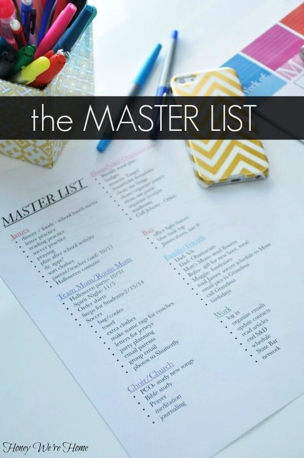 Living an Organized Life // The Master List