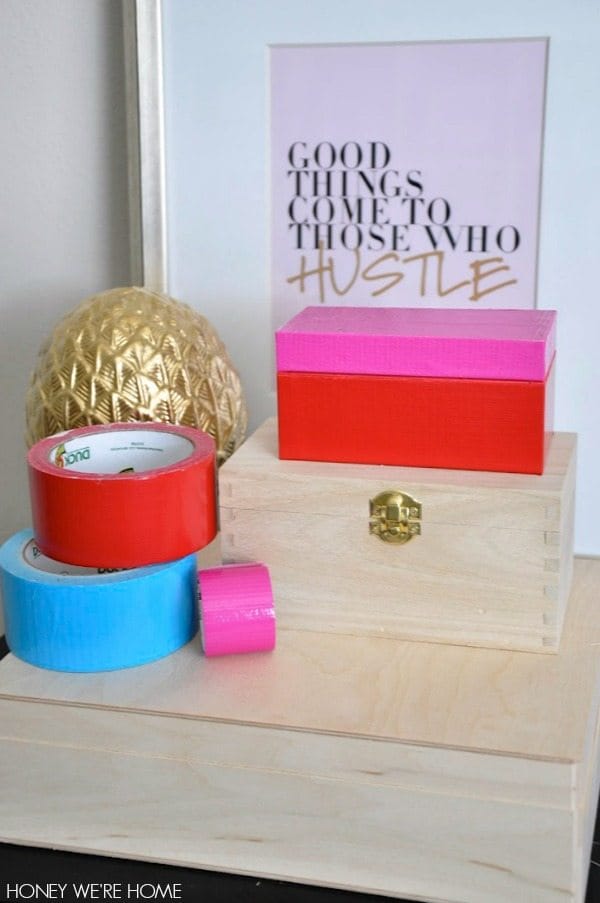 DIY Wooden Box Makeover with Duct Tape - Honey We're Home