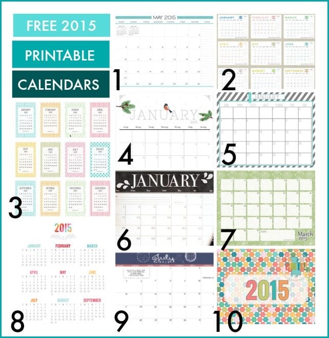 Free 2015 Calendar Printables – Honey We're Home