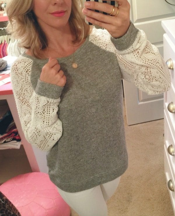 lace sleeve sweater
