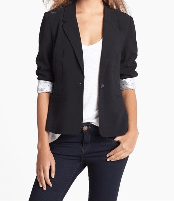 Spring - Summer style - Kensie Stretch Crepe Blazer with dot print lining