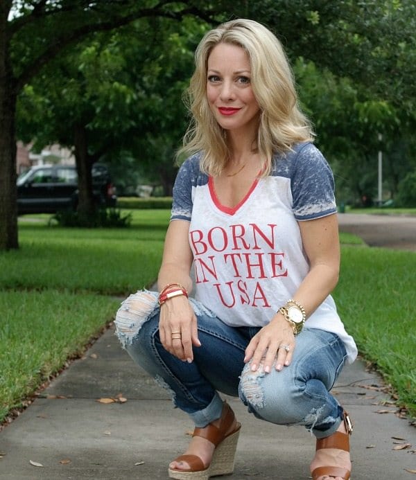 Summer Fashion - distressed jeans - Born in the USA Tee 