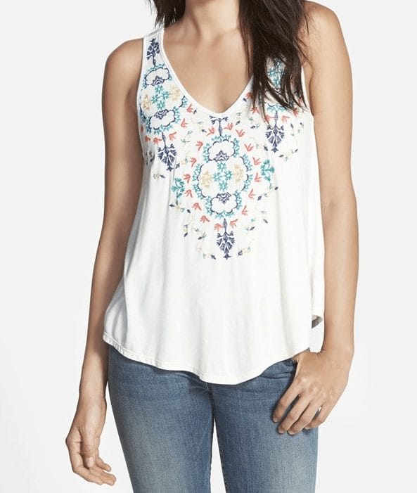 Embroidered Tank - Weekend Steals & Deals Jean Shorts Summer Fashion Outfits 