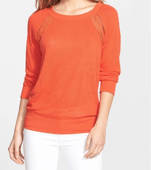 Summer Fashion - Halogen Lace Inset Linen Blend Sweater