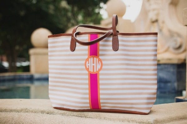 Barrington St. Anne Monogram Tote | Customize background, stripe color, initials and monogram style