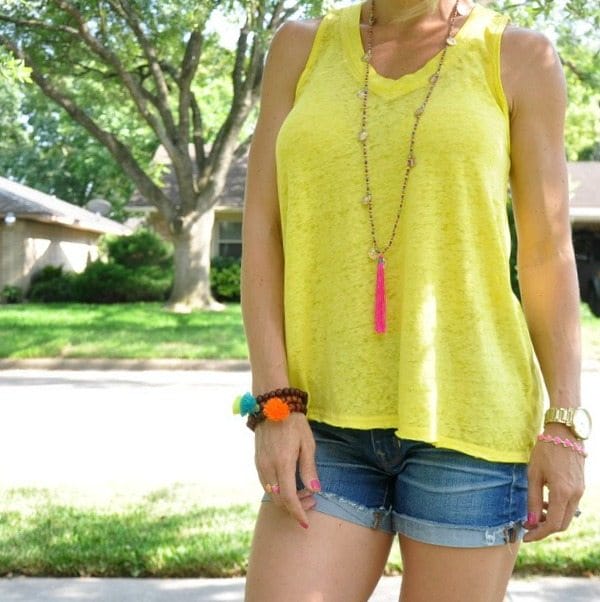 Summer Uniform - Jean Shorts and Colorful Tank Top 