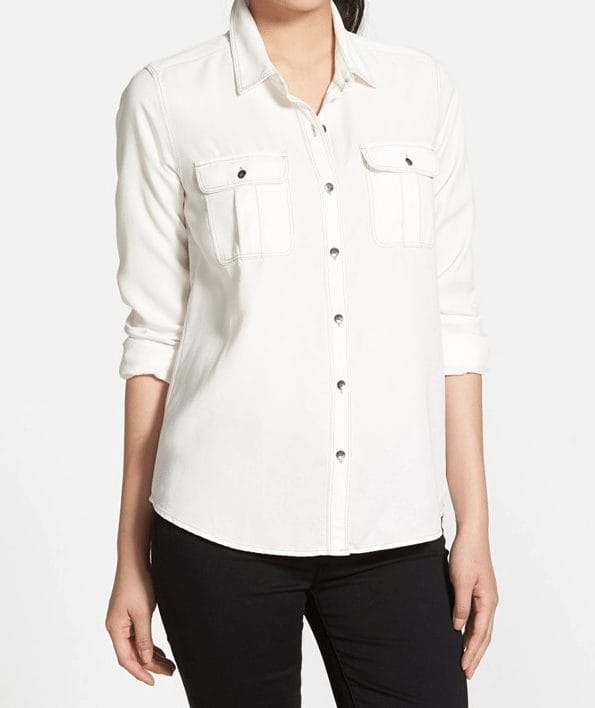 Fall Fashion -white Halogen denim shirt