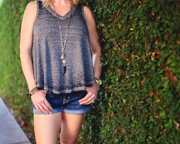 Summer Fashion - Free People tank and jean shorts 