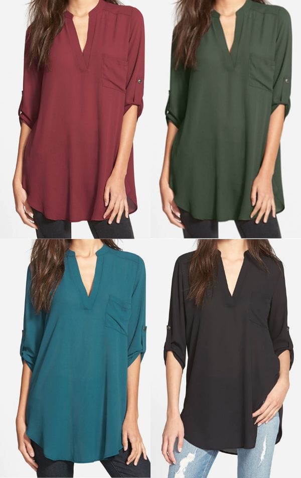 Fall fashion - Lush roll tab sleeve tunic, perfect with jeans or leggings for Fall 