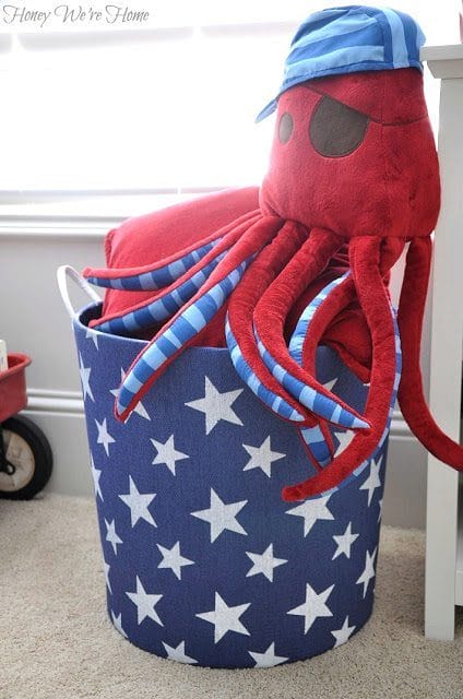 Star bucket for extra storage to hold toys, blankets, pillows