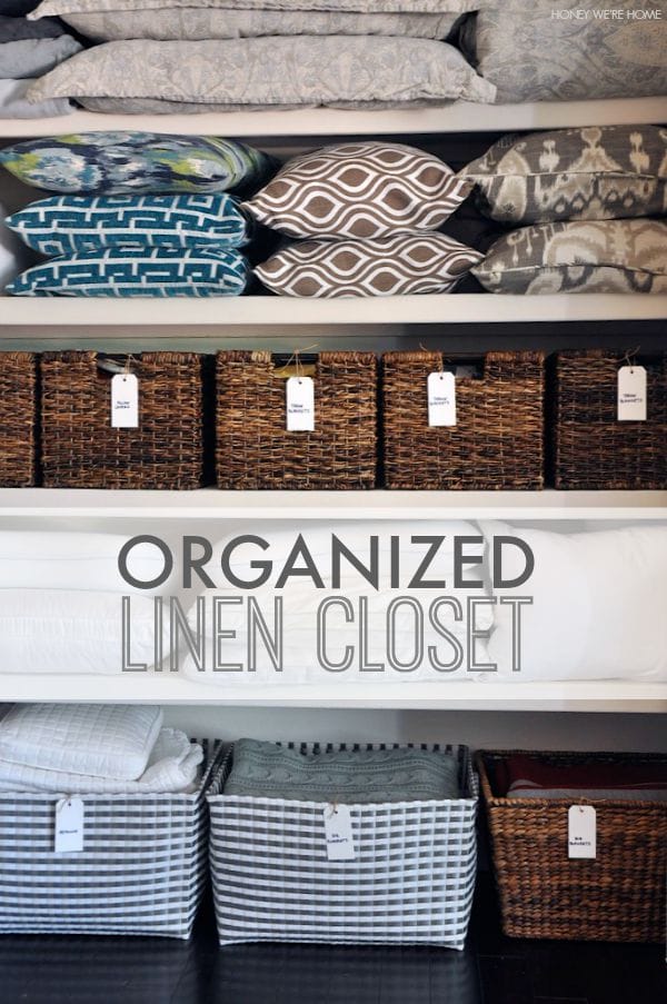Organized Linen Closet • Honey We're Home