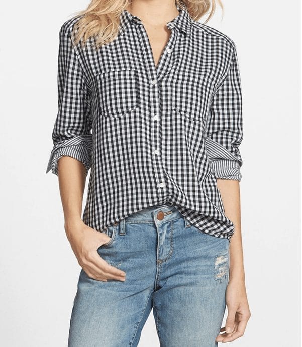 Fall Fashion - gingham and stripe button-down, perfect for fall 