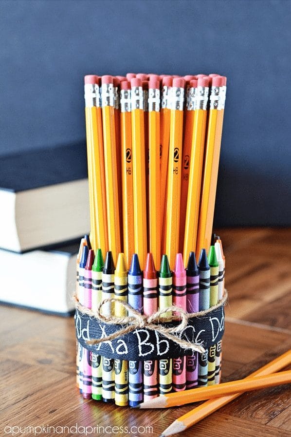 Teacher Gift - Crayon Pencil Vase via A Pumpkin and a Princess 
