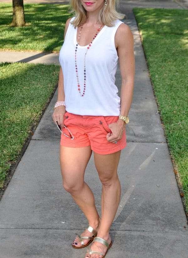 Summer Fashion - perfect vintage military shorts (other colors) +  tank and metallic sandals 