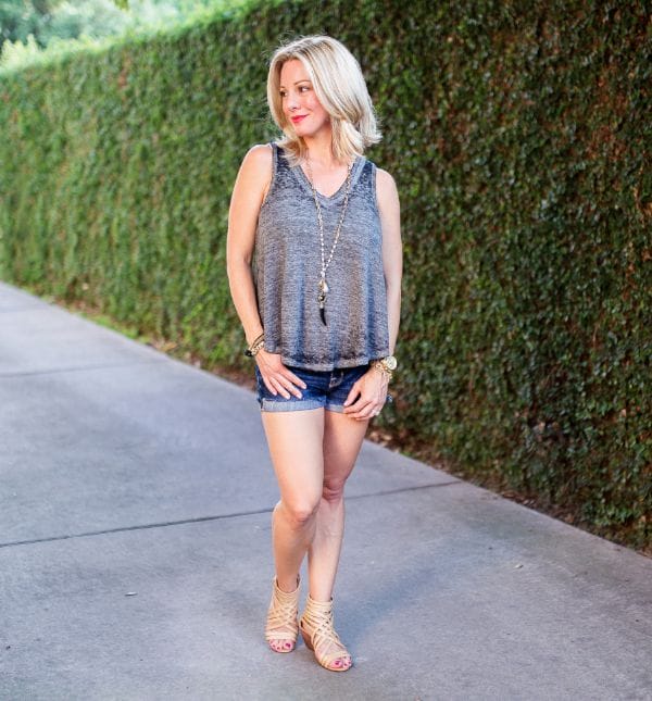 Summer Fashion - Free People tank and jean shorts 