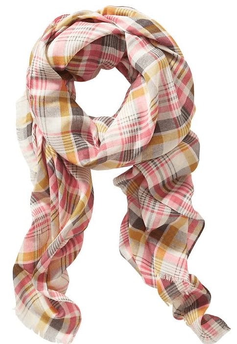 Fall Fashion - pink and yellow plaid scarf, only $12!