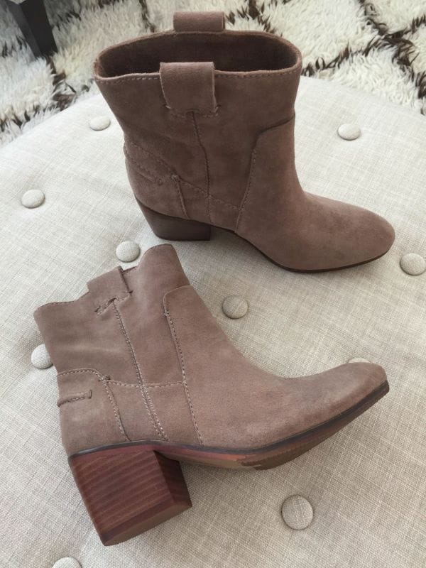 Vince Camuto Maves Bootie- perfect "go to" casual bootie for everyday with outfit ideas to go with them! 