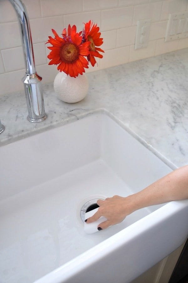 Quick Home Cleaning Routines - a clean kitchen sink finished off with the HDX Easy Eraser