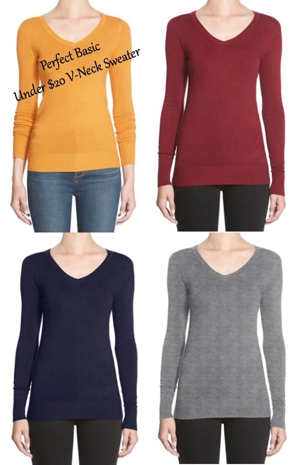 Fall fashion - basic solid thin v-neck sweater 