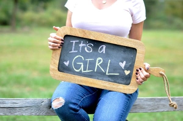 Gender Reveal - It's a Girl chalk sign | Honey We're Home