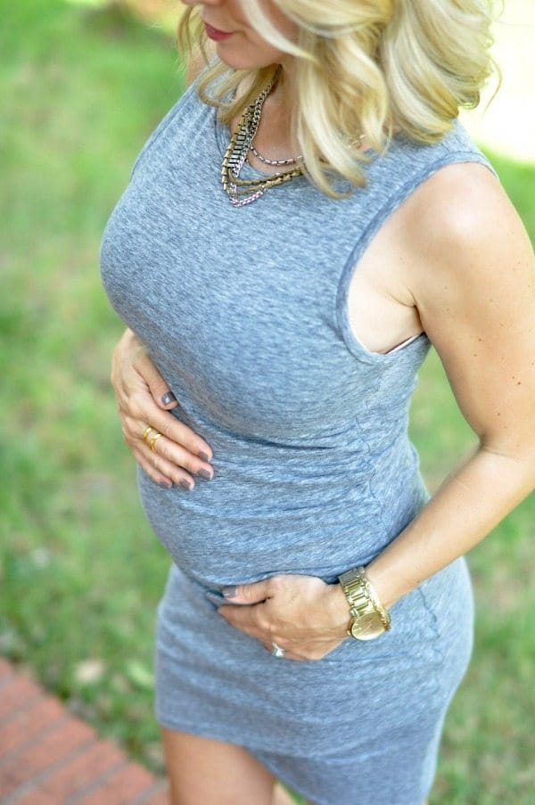 Maternity Style - dressing the bump, Leith ruched tank dress | Honey We're Home #18weekspregnant
