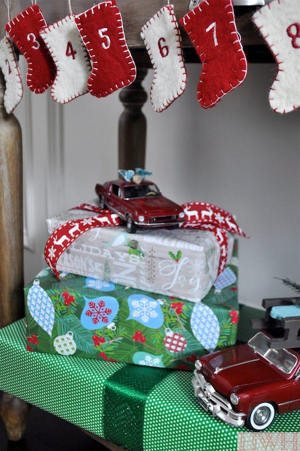Felt stocking Advent calendar garland & festive holiday decor | Honey We're Home