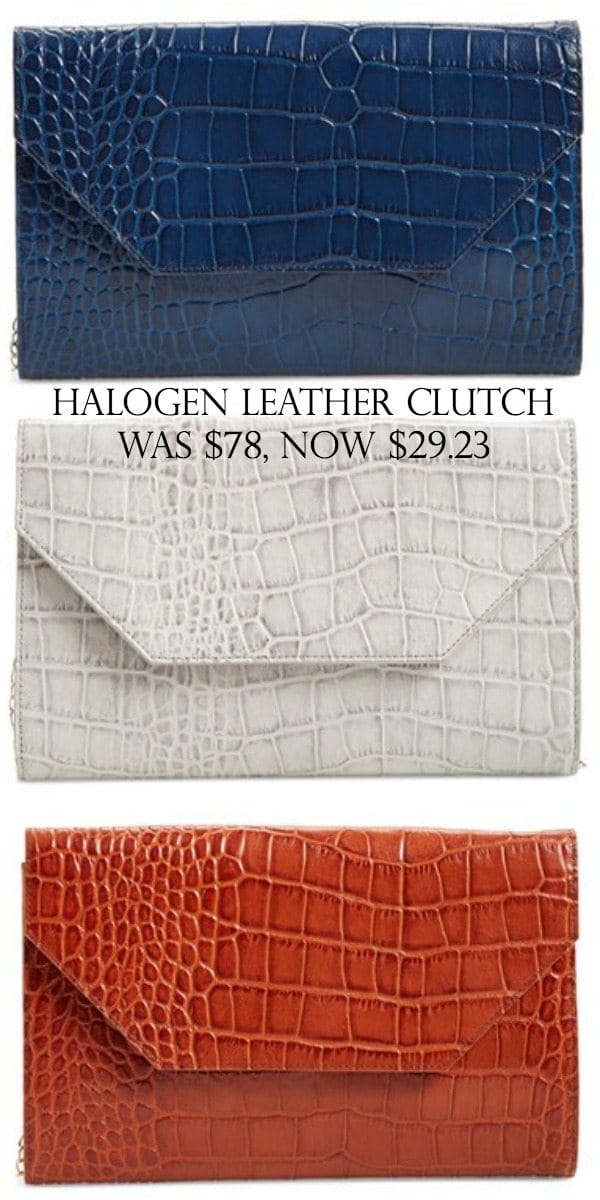 Halogen Leather Clutch on sale | Black Friday Sales 