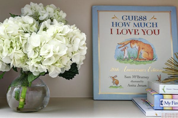 Baby Girl's Lavender Nursery - bookshelf styling| Honey We're Home