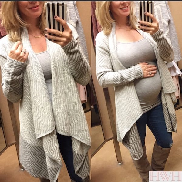 Pregnancy update 24 weeks.  Maternity fashion cardigan, boots and tank.