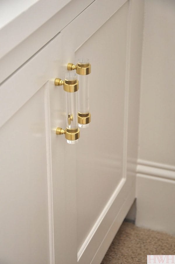 Lucite and gold cabinet hardware | Honey We're Home