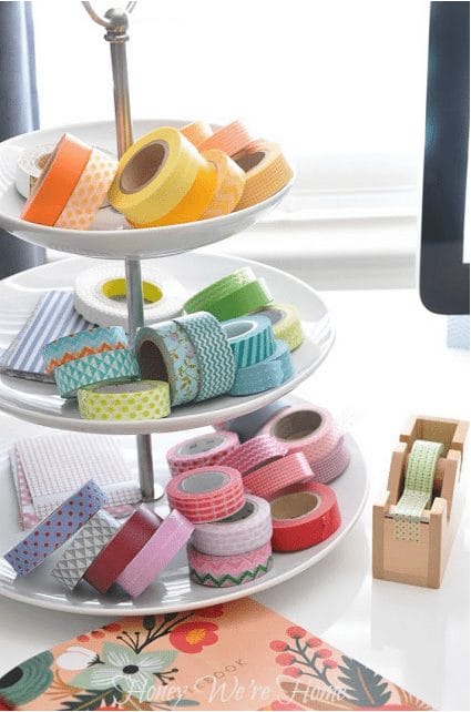 Creative way to display your washi tape collection - on a cupcake stand