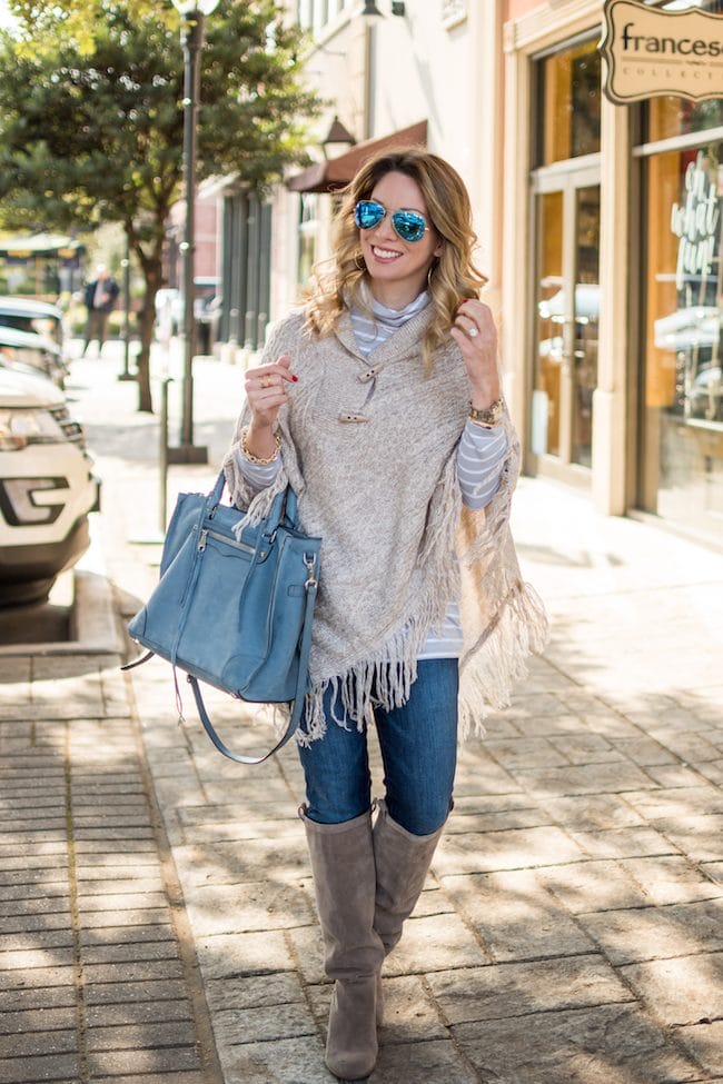 WEEKEND STEALS | Cable Knit Fringe Poncho
