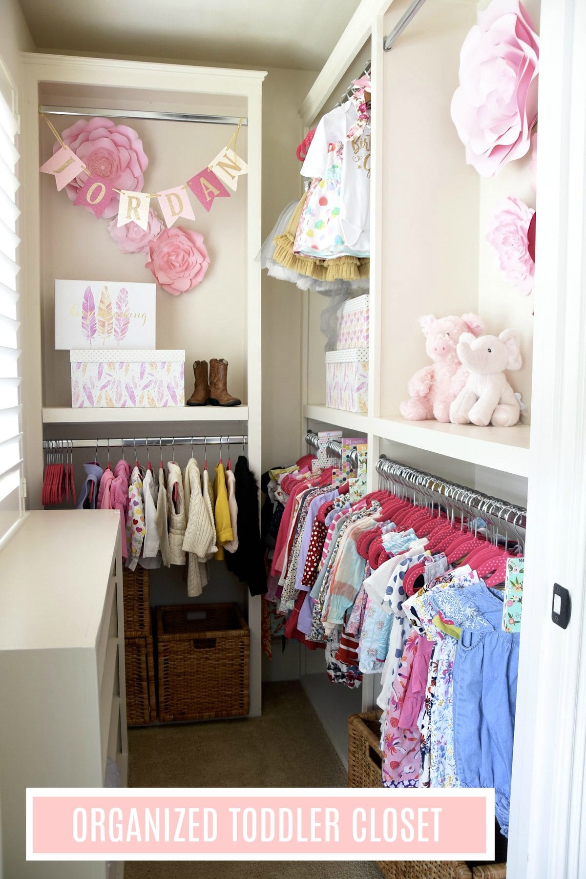 organized toddler closet