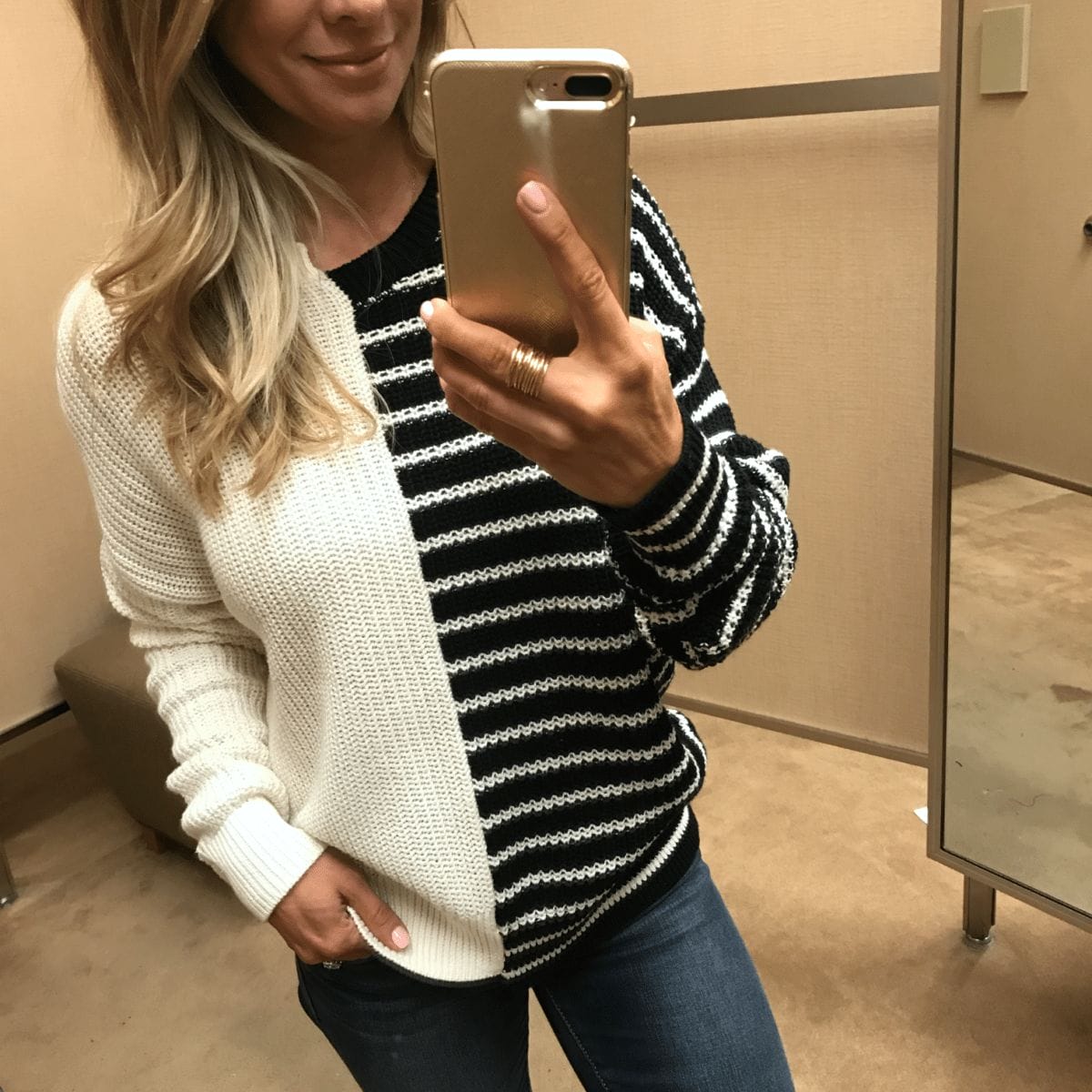 black and white sweater
