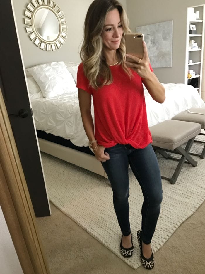 red twist front top