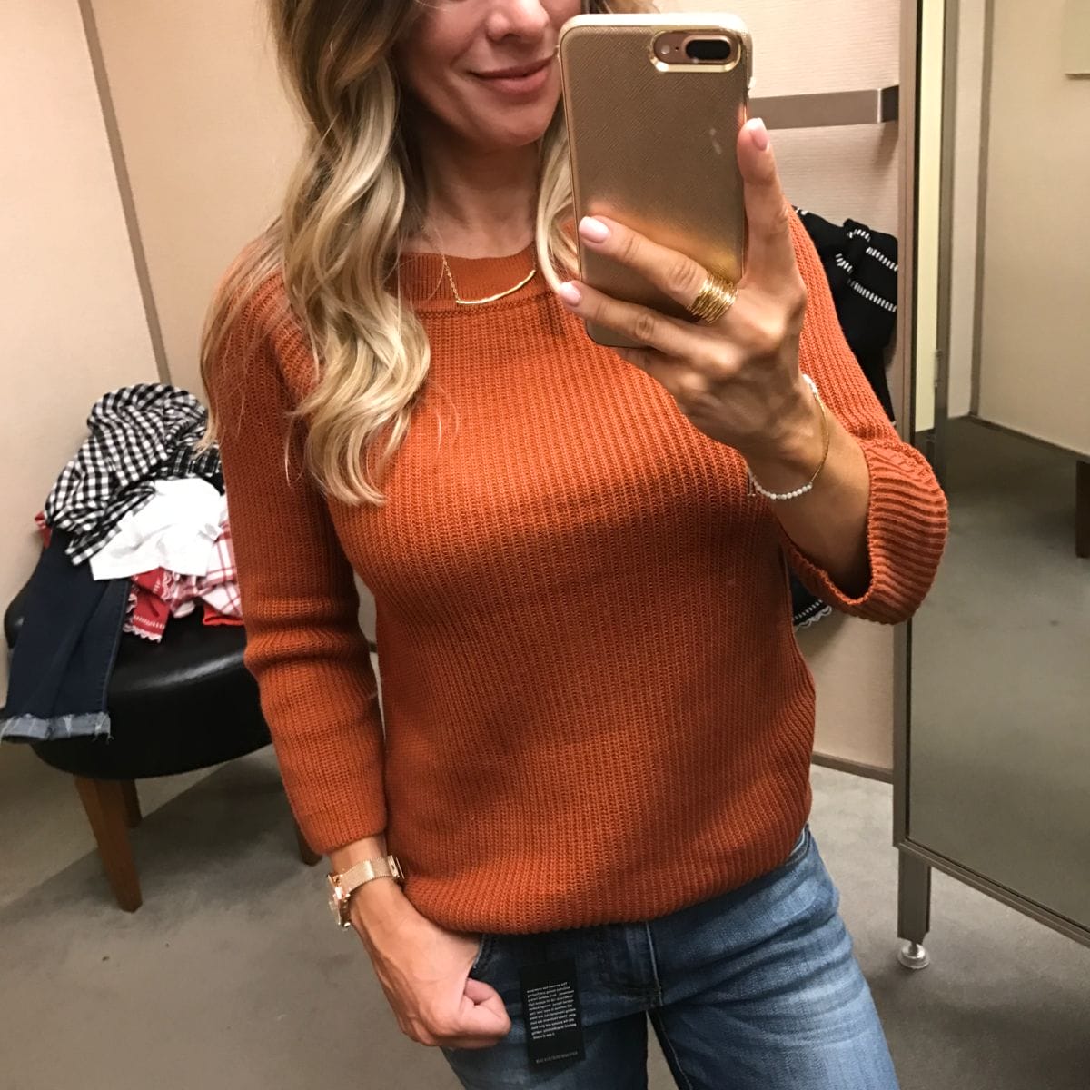 rust crop sweater