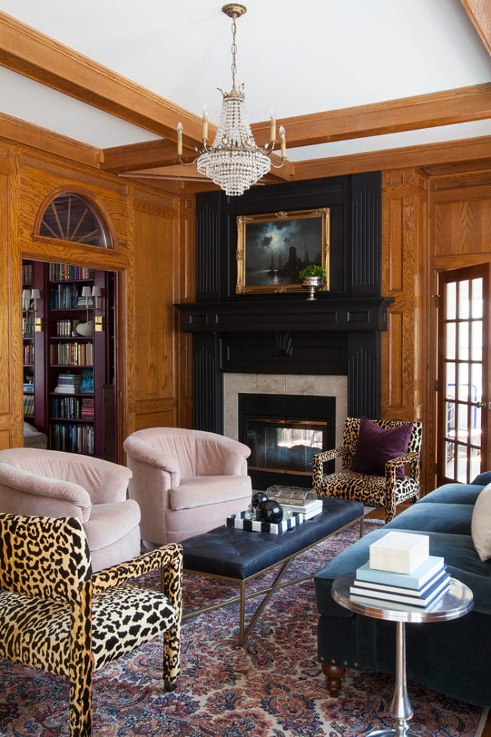 The-Makerista-Wood-Room-English-Roll-Arm-Sofa-Black-Tufted-Leather-Bench-Leopard-Parsons-IMG_1247