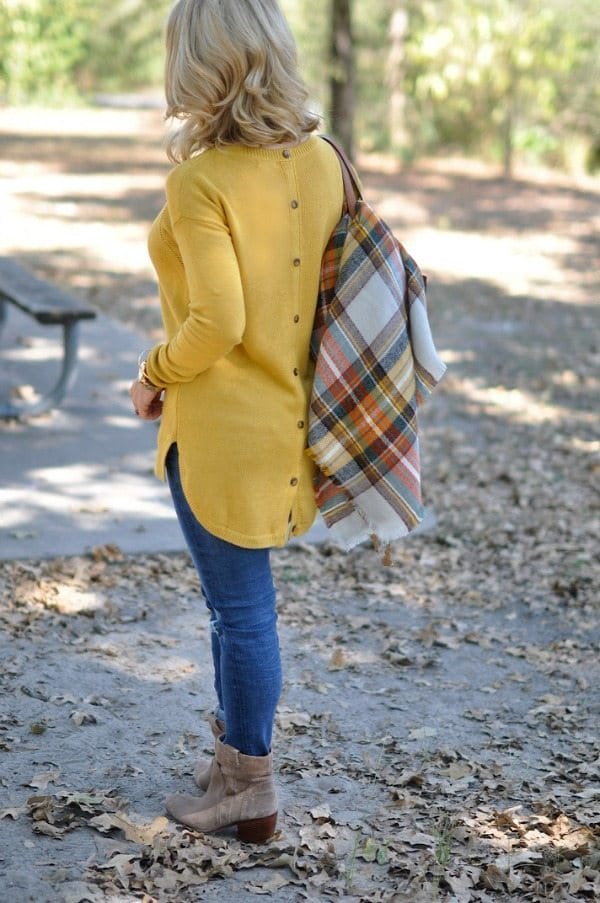 button back sweater yellow