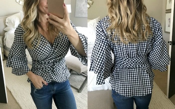 gingham wrap top front and back
