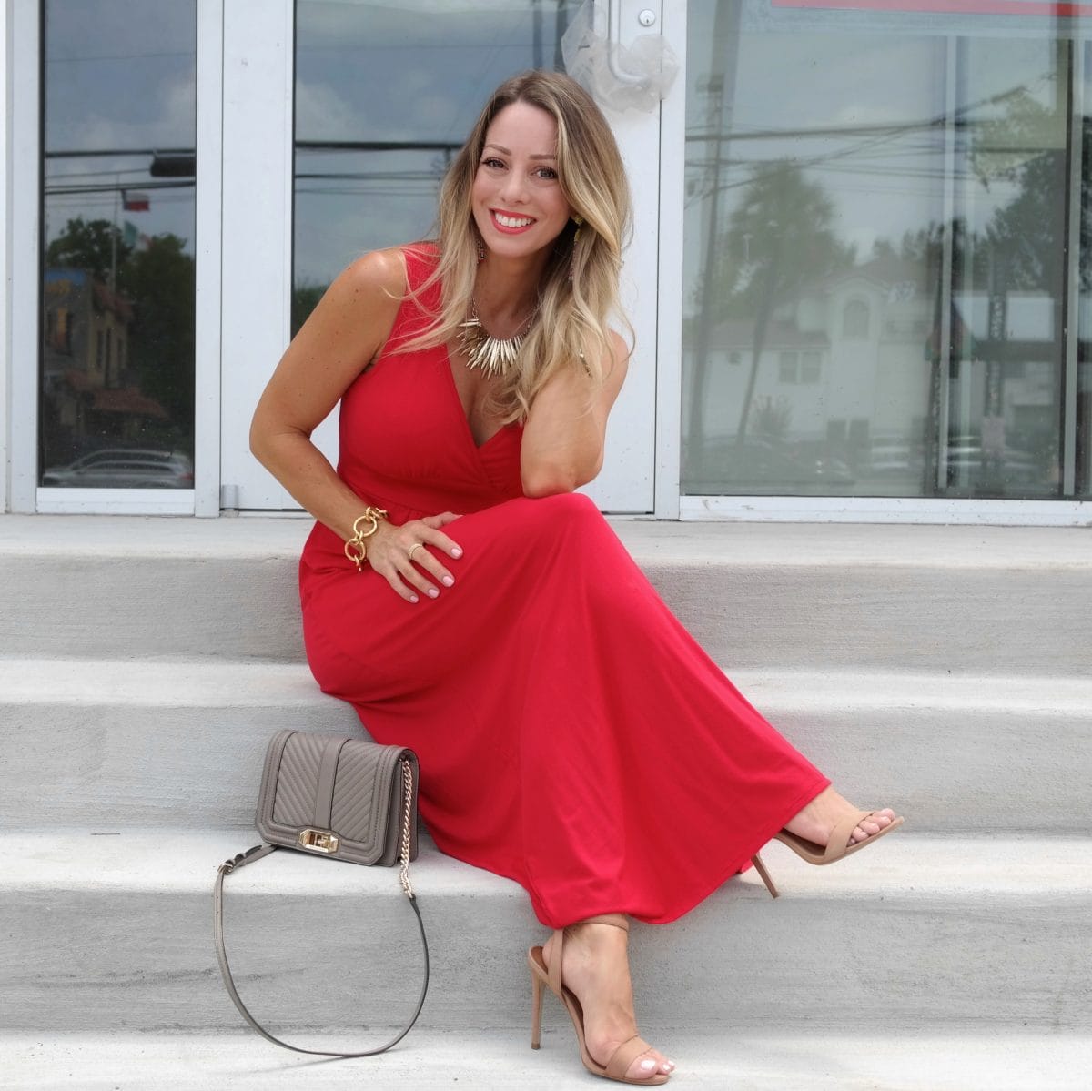 red maxi dress perfect for Valentine's Day 