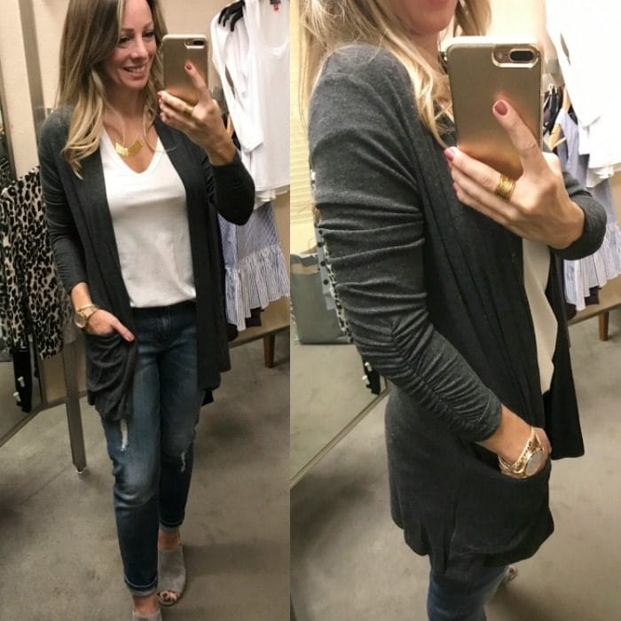 ruched sleeve cardigan