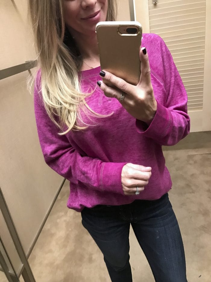 Fall fashion dressing room - comfy burnout sweatshirt