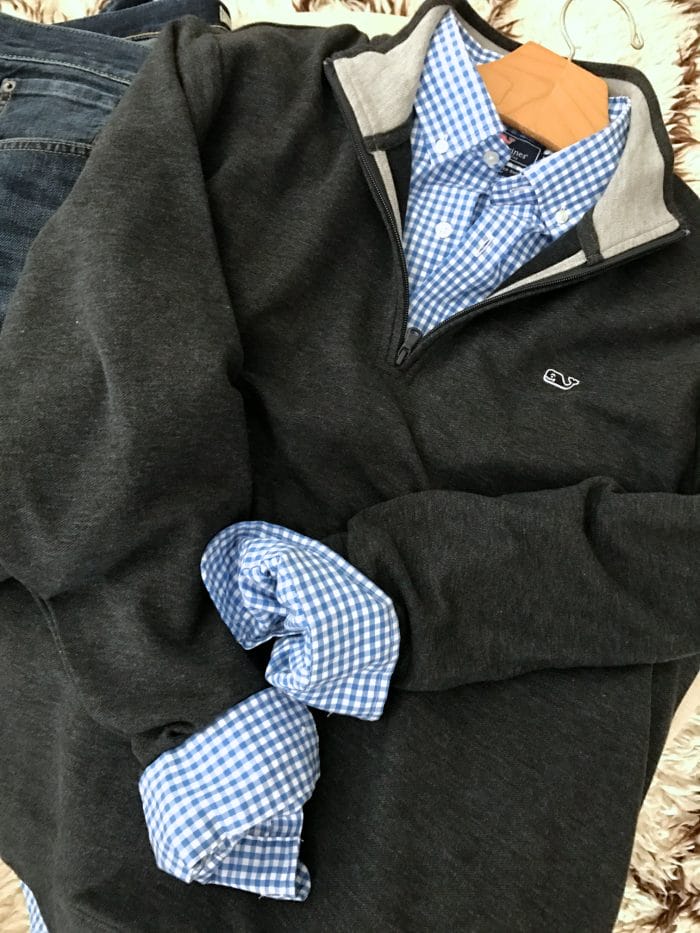 Men's gingham shirt and pullover