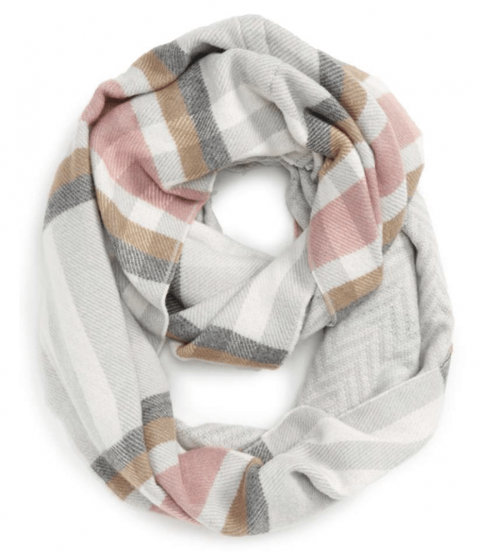 Fall Fashion - pink and grey infinity scarf 