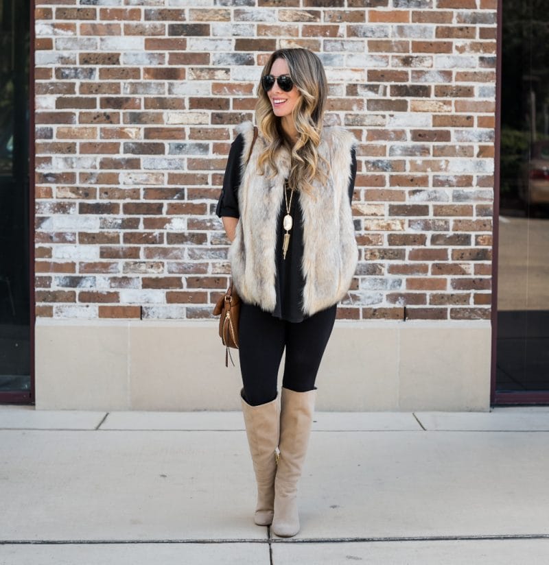 My Favorite Tunic & Faux Fur Vest with Leggings • Honey We're Home