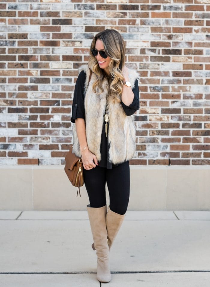 My Favorite Tunic & Faux Fur Vest with Leggings • Honey We're Home