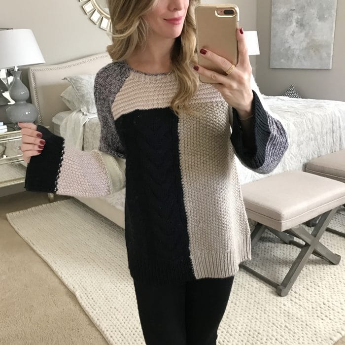neutral colorblock sweater