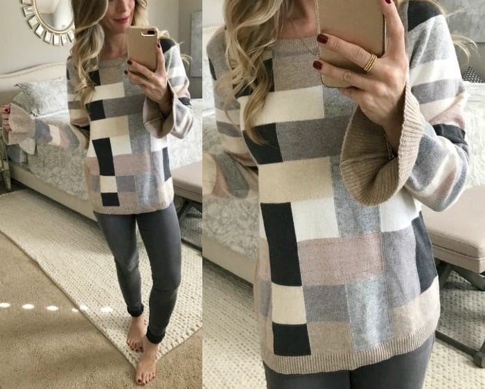neutral colorblock sweater