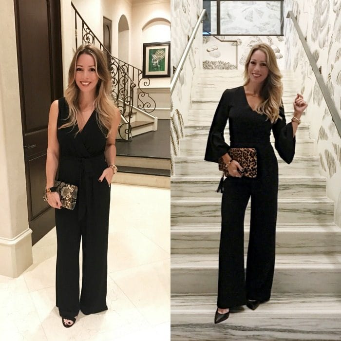 two black jumpsuits